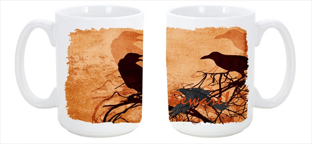 Picture of Carolines Treasures SB3009CM15 Beware of the Black Crows Halloween Dishwasher Safe Microwavable Ceramic Coffee Mug 15 oz.