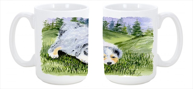 Picture of Carolines Treasures SS8015CM15 Australian Shepherd Dishwasher Safe Microwavable Ceramic Coffee Mug 15 oz.