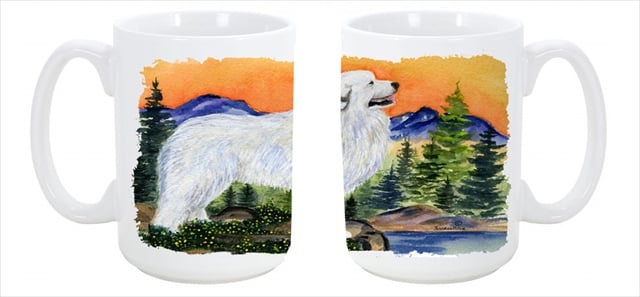 Picture of Carolines Treasures SS8183CM15 Great Pyrenees Dishwasher Safe Microwavable Ceramic Coffee Mug 15 oz.