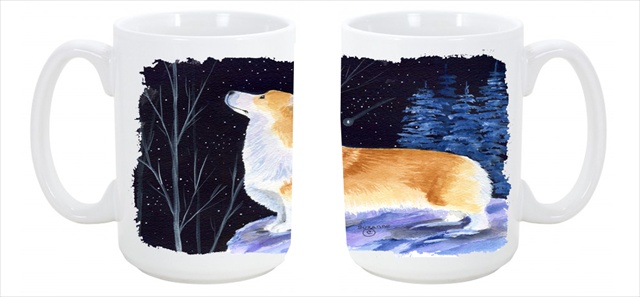 Picture of Carolines Treasures SS8373CM15 Starry Night Corgi Dishwasher Safe Microwavable Ceramic Coffee Mug 15 oz.