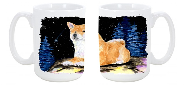 Picture of Carolines Treasures SS8445CM15 Starry Night Shiba Inu Dishwasher Safe Microwavable Ceramic Coffee Mug 15 oz.