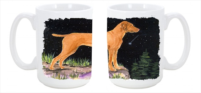 Picture of Carolines Treasures SS8478CM15 Starry Night Vizsla Dishwasher Safe Microwavable Ceramic Coffee Mug 15 oz.