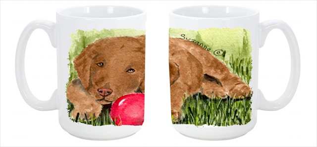 Picture of Carolines Treasures SS8684CM15 Curly Coated Retriever Dishwasher Safe Microwavable Ceramic Coffee Mug 15 oz.