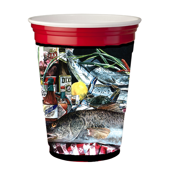 Picture of Carolines Treasures 1001RSC Fish and Beers from New Orleans Red Solo Cup  Hugger