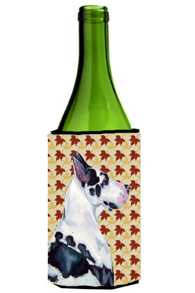 Great Dane Fall Leaves Portrait Wine Bottle   Hugger