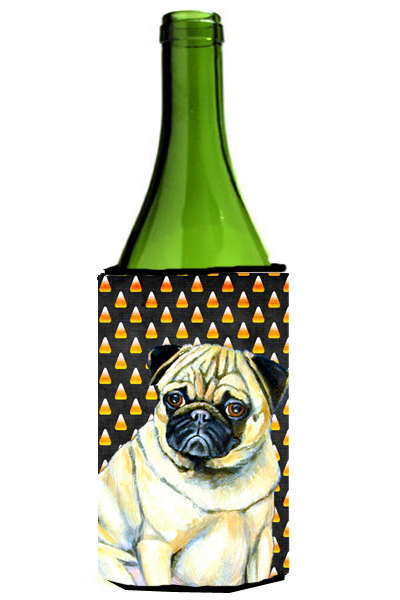Pug Candy Corn Halloween Portrait Wine Bottle   Hugger