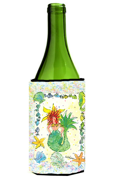 Picture of Carolines Treasures 8081LITERK Red Headed Funky Mermaid Wine Bottle   Hugger