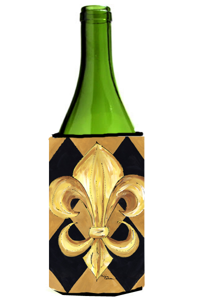 Picture of Carolines Treasures 8125LITERK Black and Gold Fleur de lis New Orleans Wine Bottle   Hugger