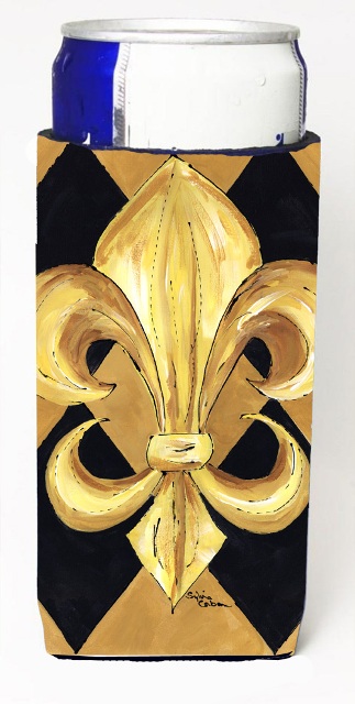 8125MUK Black and Gold Fleur de lis New Orleans Michelob Ultra s for slim cans