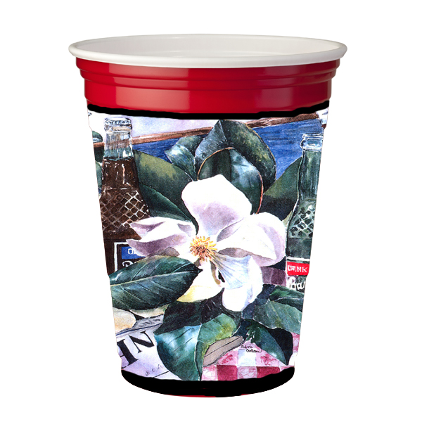 Picture of Carolines Treasures 1009RSC Barqs and Magnolia Red Solo Cup  Hugger