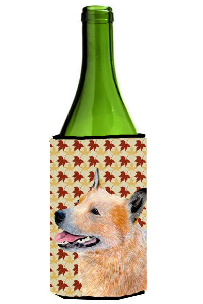 Australian Cattle Dog Fall Leaves Portrait Wine Bottle Hugger