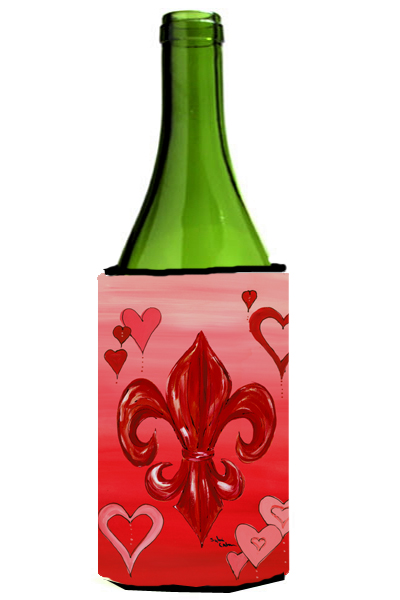 Picture of Carolines Treasures 8136LITERK Valentines Day Fleur de lis Wine Bottle   Hugger