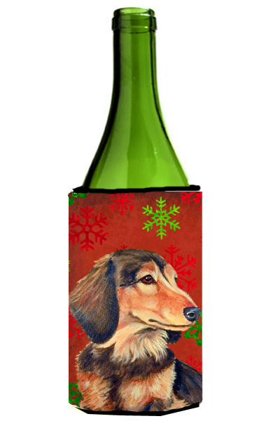 Dachshund Snowflakes Holiday Christmas Wine Bottle   Hugger