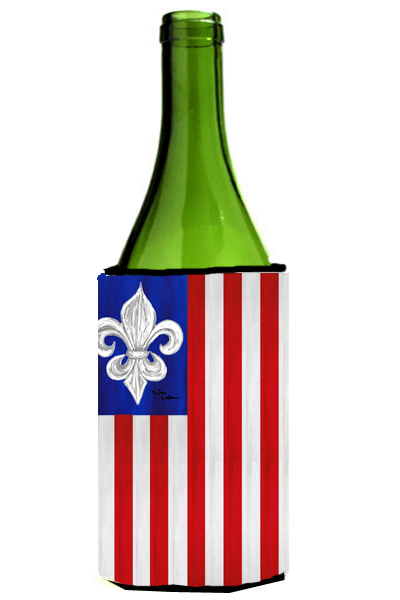 Picture of Carolines Treasures 8138LITERK Patriotic Fleur de lis Wine Bottle   Hugger