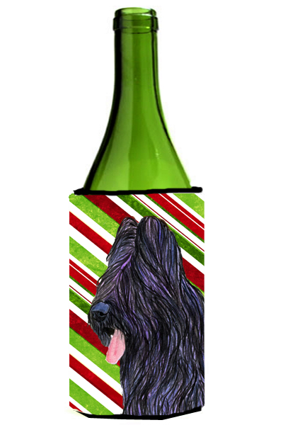 Briard Candy Cane Holiday Christmas Wine Bottle Hugger