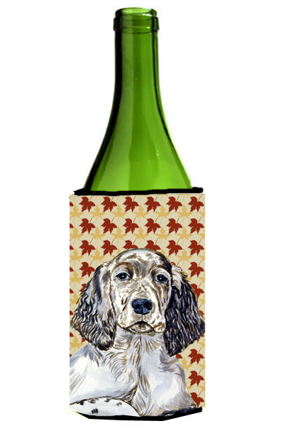 English Setter Fall Leaves Portrait Wine Bottle   Hugger