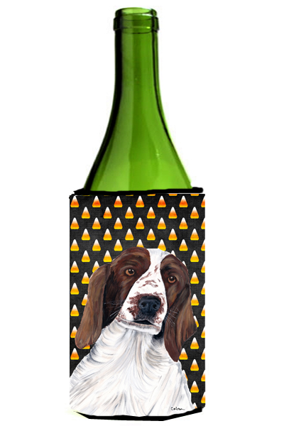 Welsh Springer Spaniel Candy Corn Halloween Portrait Wine Bottle Hugger