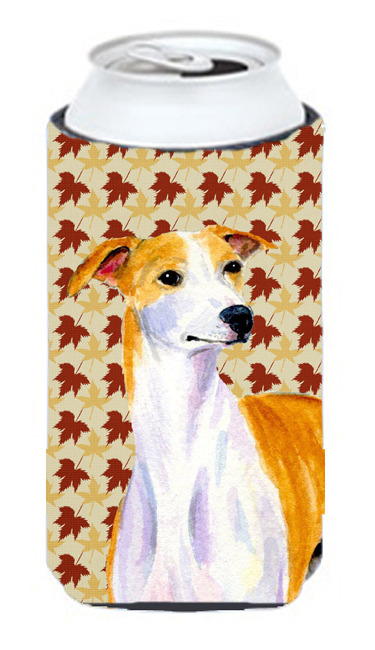 Whippet Fall Leaves Portrait Tall Boy   Hugger
