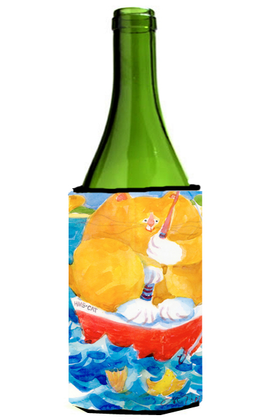 Picture of Carolines Treasures 6014LITERK Big Orange Tabby Fishing Wine Bottle  Hugger - 24 oz.
