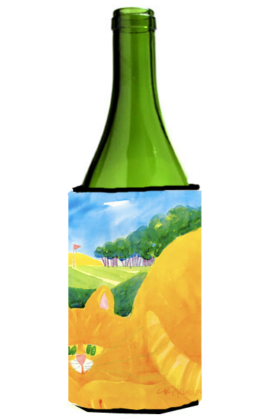 Picture of Carolines Treasures 6021LITERK Big Orange Tabby Cat On The Golf Course Wine Bottle  Hugger - 24 oz.
