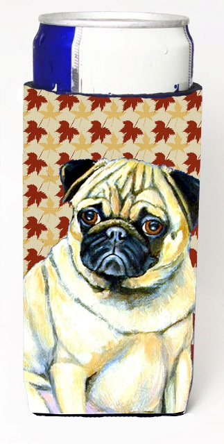 Pug Fall Leaves Portrait Michelob Ultra s For Slim Cans - 12 oz.
