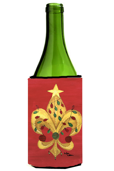 Picture of Carolines Treasures 8185LITERK Christmas Tree With Lights Fleur De Lis Wine Bottle  Hugger - 24 oz.