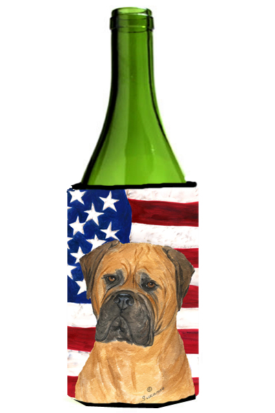 Usa American Flag With Bullmastiff Wine Bottle  Hugger - 24 oz.
