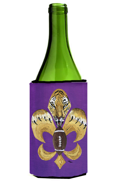 Picture of Carolines Treasures 8205LITERK Tiger Football Fleur De Lis Wine Bottle  Hugger - 24 oz.
