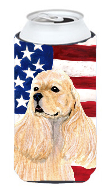 Usa American Flag With Cocker Spaniel Tall Boy Hugger - 22 To 24 oz.