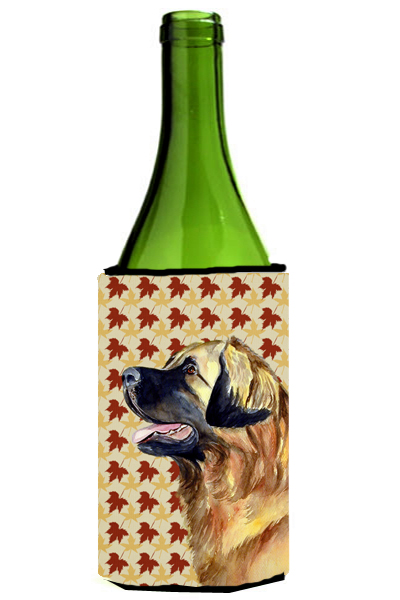 Leonberger Fall Leaves Portrait Wine Bottle  Hugger - 24 oz.