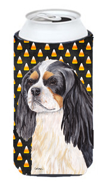 Cavalier Spaniel Tricolor Candy Corn Halloween Portrait Tall Boy Hugger - 22 To 24 oz.
