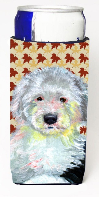 LH9126MUK Old English Sheepdog Fall Leaves Portrait Michelob Ultra s For Slim Cans - 12 oz.