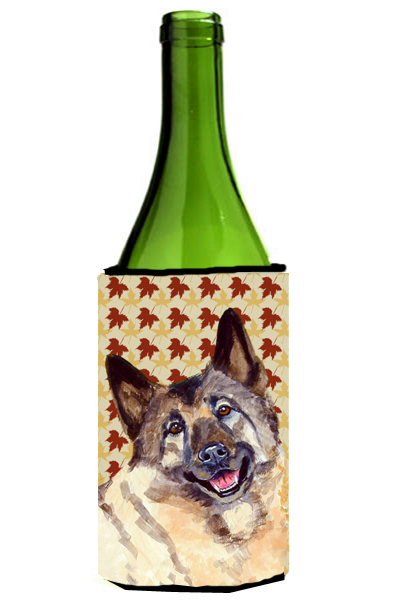 Norwegian Elkhound Fall Leaves Portrait Wine Bottle  Hugger - 24 oz.