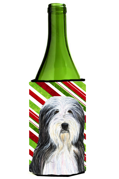 Bearded Collie Candy Cane Holiday Christmas Wine Bottle Hugger - 24 oz.