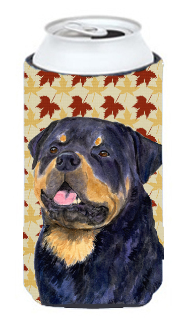 Rottweiler Fall Leaves Portrait Tall Boy  Hugger - 22 To 24 oz.