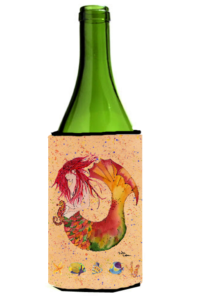 Picture of Carolines Treasures 8339LITERK Red Headed Ginger Mermaid On Coral Wine Bottle  Hugger - 24 oz.