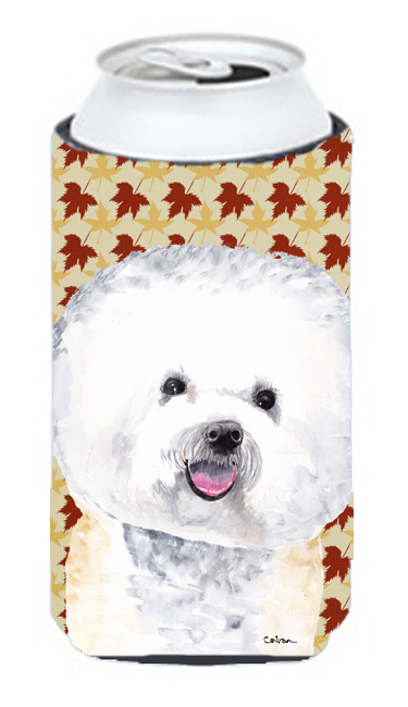 Bichon Frise Fall Leaves Portrait Tall Boy Hugger - 22 To 24 oz.
