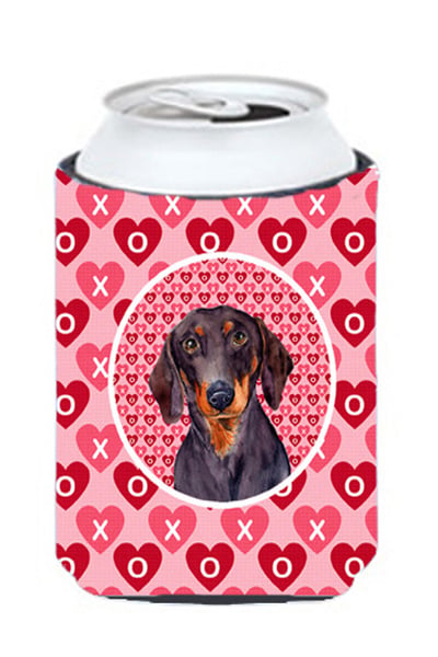 Dachshund Valentines Love And Hearts Can Or Bottle  Hugger - 12 oz.