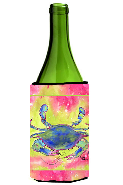 Picture of Carolines Treasures 8343LITERK Blue Crab Bright Pink And Green Wine Bottle  Hugger - 24 oz.