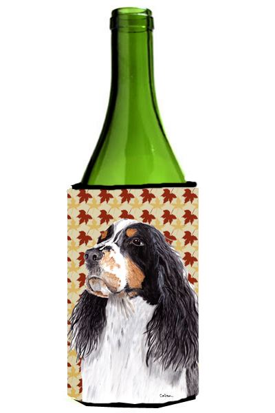 Springer Spaniel Fall Leaves Portrait Wine Bottle  Hugger - 24 oz.