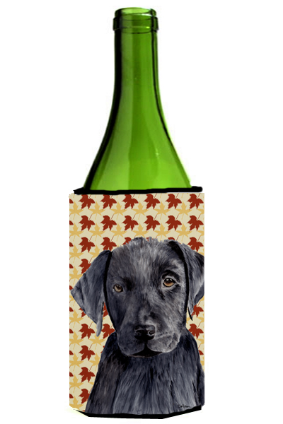 Labrador Black Fall Leaves Portrait Wine Bottle   Hugger - 24 oz.