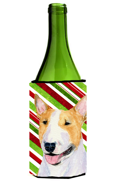 Bull Terrier Candy Cane Holiday Christmas Wine Bottle   Hugger - 24 oz.