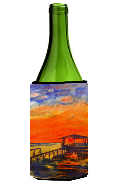 Picture of Carolines Treasures 6076LITERK Sunset At The Dock Wine Bottle   Hugger - 24 oz.