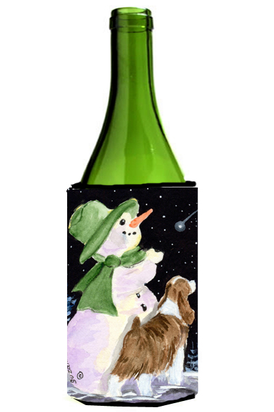 Picture of Carolines Treasures SS8949LITERK Snowman With English Springer Spaniel Wine Bottle   Hugger - 24 oz.