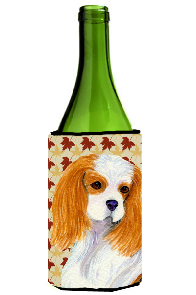 Cavalier Spaniel Fall Leaves Portrait Wine Bottle   Hugger - 24 oz.