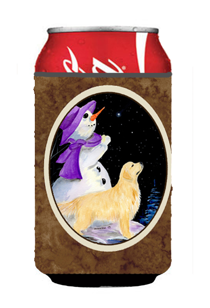 Picture of Carolines Treasures SS8950CC Snowman With Golden Retriever Can Or Bottle  Hugger - 12 oz.