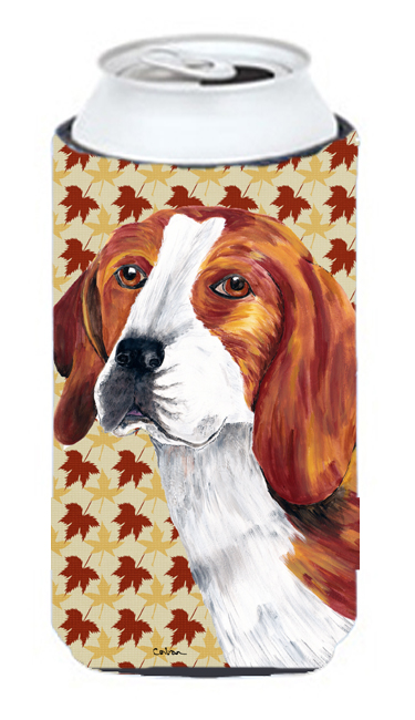 Beagle Fall Leaves Portrait Tall Boy   Hugger - 22 To 24 oz.
