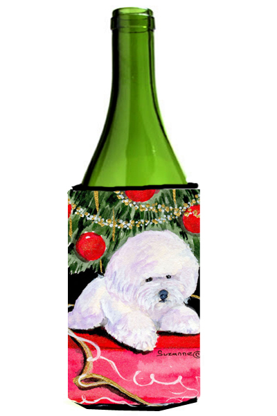 Picture of Carolines Treasures SS8957LITERK Christmas Tree With Bichon Frise Wine Bottle   Hugger - 24 oz.