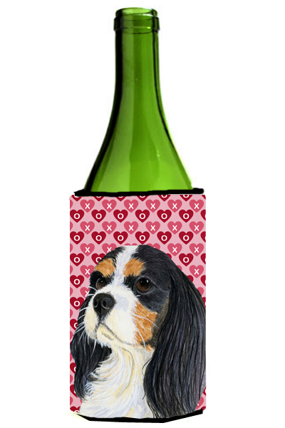 Cavalier Spaniel Hearts Valentines Day Portrait Wine Bottle Hugger - 24 oz.