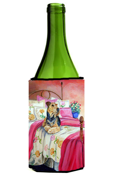 Picture of Carolines Treasures 7006LITERK Airedale Waiting On Mom Wine Bottle   Hugger - 24 oz.